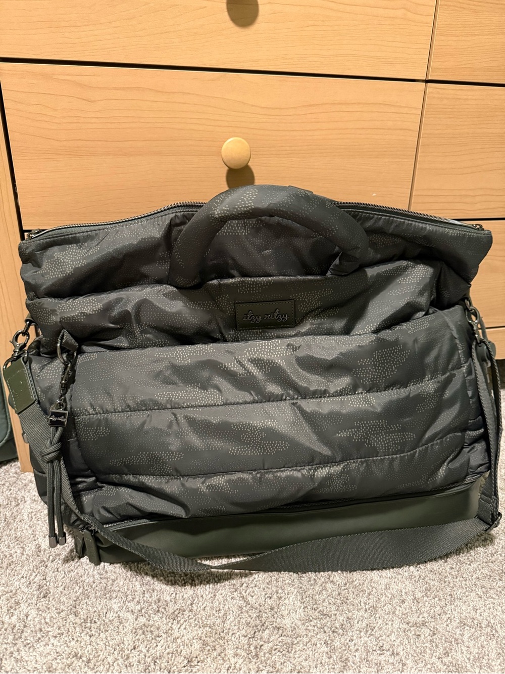 Itzy Ritzy Olive Green Camo Weekender/Hospital Bag